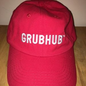 GRUBHUB Red Baseball cap hat Grub Hub logo